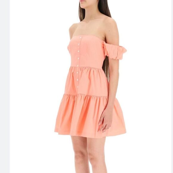 Staud Elio mini dress in grapefruit Size 10 NWT - Picture 1 of 15